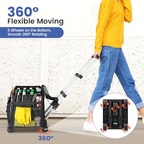 Housolution Extra Large Rolling Cleaning Caddy Bag with Wheels, Black - color: Black, size: Large