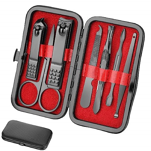 Aceoce Manicure Set Professional Nail Clippers Set Manicure Pedicure Kit - color: Black and Red