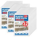 32 Pack Plastic Drop Cloth, 9 x 12 Feet Plastic Sheeting - color: 32p
