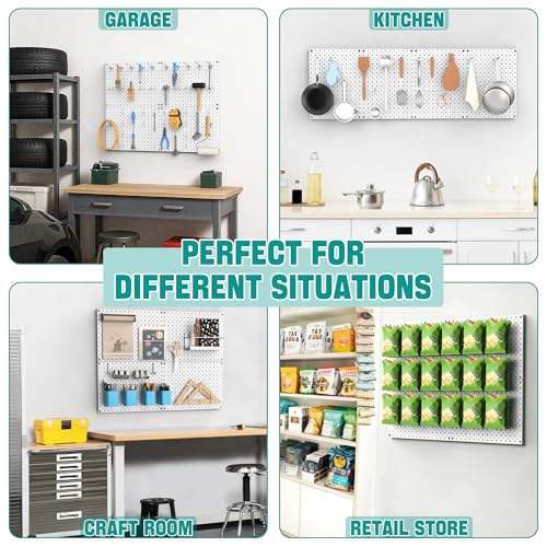 EVERHANGER Metal Pegboard Panels, Heavy Duty Pegboard Wall Organizer - color: Gray, size: 4pack 12"X16"