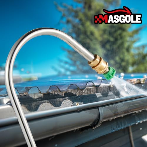 Pressure Washer Wand 24FT Telescoping with Pressure Washer Extension Wand, Gutter Cleaning Tools - Extension Pole, Brush Head, 7 Spray Nozzle Tips, Support Belt & Hose Adapters