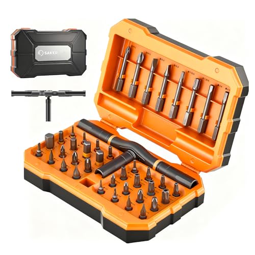 SakerPlus 42-in-1 Magnetic Ratcheting Screwdriver Set with T-Handle(Orange) - color: Orange