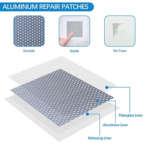 HOMMEE 19Pcs Drywall Patch Repair Kit, 4/6/8/10 inch Aluminum Plate Self-Adhesive Fiberglass Mend Wall Holes