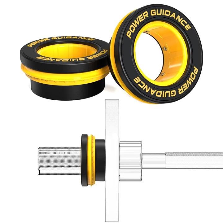 POWER GUIDANCE Fitness Barbell Clips 2" (Pair) - Quick fix Olympic Barbell Clamps & Collars for Secure Weightlifting & Powerlifting - Barbell Clips for Bars - color: Yellow