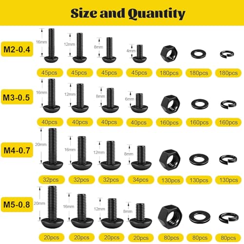 2200PCS M2M3M4M5 Metric Hex Socket Button Head Screws Assortment Kit - size: M2M3M4M5 2200pcs