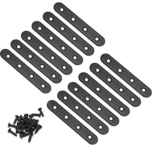 Jiozermi 12 Pcs Straight Brace, 3.8" x 0.69", Stainless Steel Black - size: Black, 3.8” x 0.69”, 12 Pcs