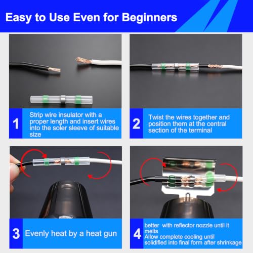 532PCS Heat Shrink Solder Seal Wire Connectors Kit with Mini Heat Gun, Solder Stick Wire Connectors Waterproof Wire Electrical Connector Kit for Marine, Automotive, Boat, Truck (26-6 Gauge) - size: 532PCS