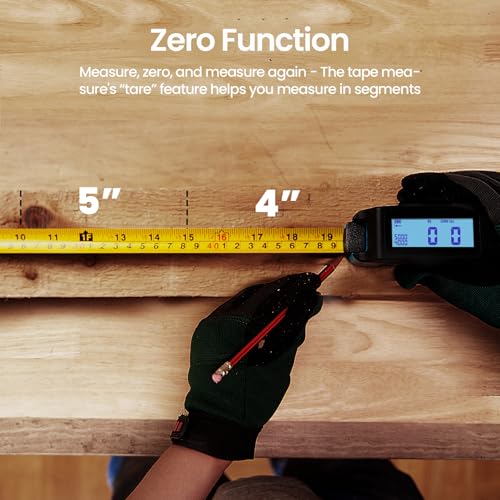 ACPOTEL Digital Tape Measure 16ft, LCD Display, 6 Metric & Imperial Units | Retractable Measuring Tape, Rechargeable, 1/16" Precision, 20-Value Memory, Midpoint, Area/Volume Calc for Pro & DIY Use - color: Yellow