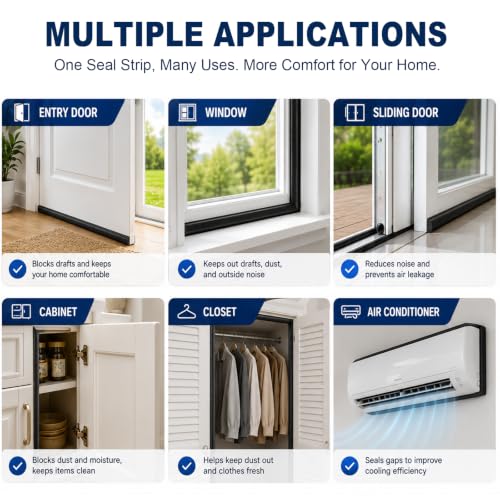 Storystore Self Adhesive Foam Weather Stripping, 1"x 3/4"x16.5FT Door Seal - size: 1In x 3/4In x 16.5Ft