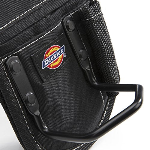 Dickies 2-Compartment Hammer Holder for Tool and Work Belts, Durable Canvas, Includes Tool Loop and Pocket, Fits up to 4.5-inch Belts, Black - color: Black