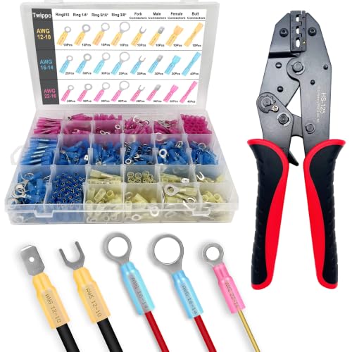 550Pcs Electrical Waterproof Heat Shrink Wire Connectors Kit with Crimper - size: 550pcs-with Crimper