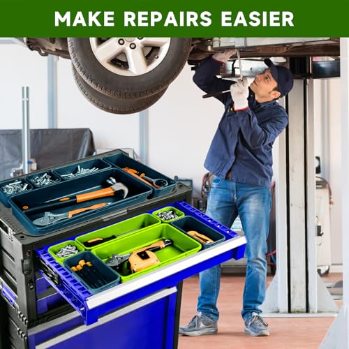 Tool Box Organizer Tray, 60 PCS & 5 Sizes, Blue and Green - color: Blue & Green: 60 PCS