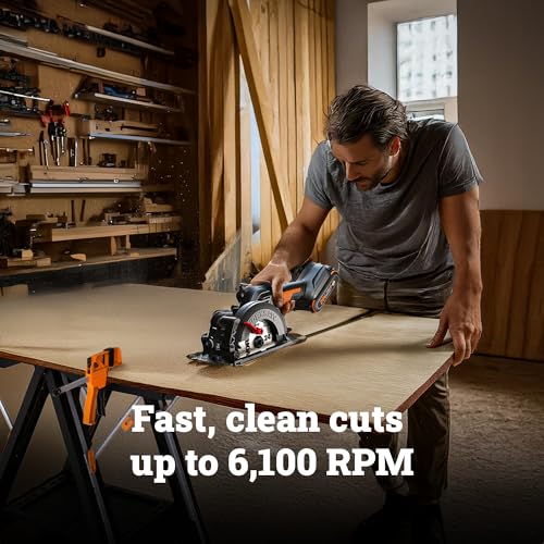 WORX Cordless Compact Circular Saw, 20V 4-1/2-Inch Brushless, WX531L.9