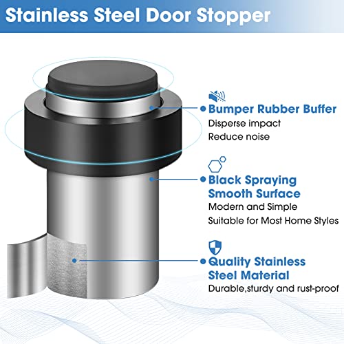 Chumia 10 Pcs Floor Mounted Door Stopper Stainless Steel,Silver - color: Silver