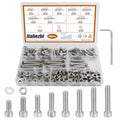 163Pcs M4 201 Stainless Steel Hex Socket Cap Bolt & Nut Set - size: M6x8/10/12/16/20/25/30/35-163Pcs