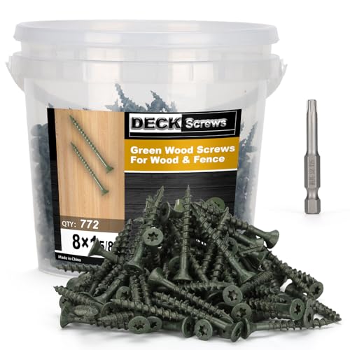 Deck Screws #8 x 1-5/8’’, T25 Star Torx Drive Flat Head Wood Screws, Green, 5lb - color: Green, size: 8X1-5/8’’