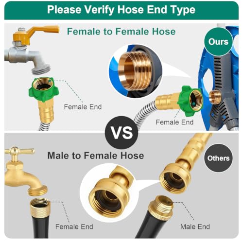 Short Metal Garden Hose Connector 5FT, Stainless Steel Small Hose Extension Adapter for Hose Reel, Flexible, Lightweight & Heavy Duty Water Pipe, No Kinking Outdoor Water Hose for Yard - size: 5FT