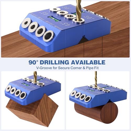 Aluminum Angle Drill Guide Jig, 30/45/90 Degree, 4 Hole Sizes