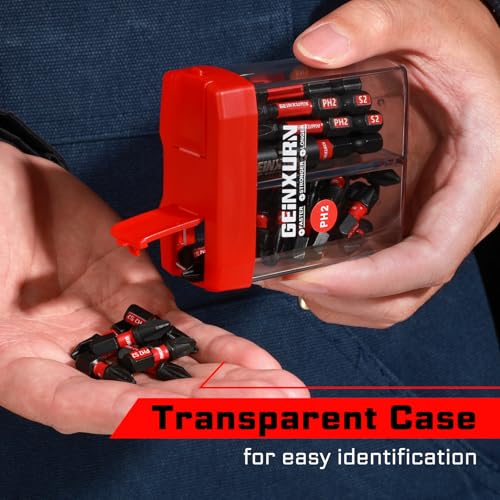 Geinxurn Impact #2 Phillips Screwdriver Bits Set,43 Pcs Magnetic PH2(1" and 2") S2 Steel Driver Bits with Storage Colorful Box - color: Ph2, size: 1"2"-43PCS