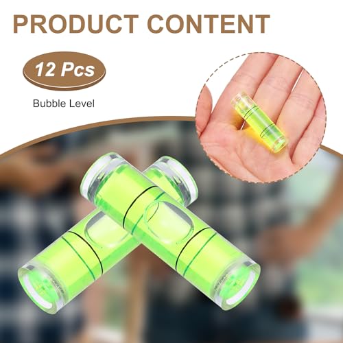 HARFINGTON 12pcs Mini Cylindrical Bubble Spirit Level Vials 10x35mm - size: 10x35mm