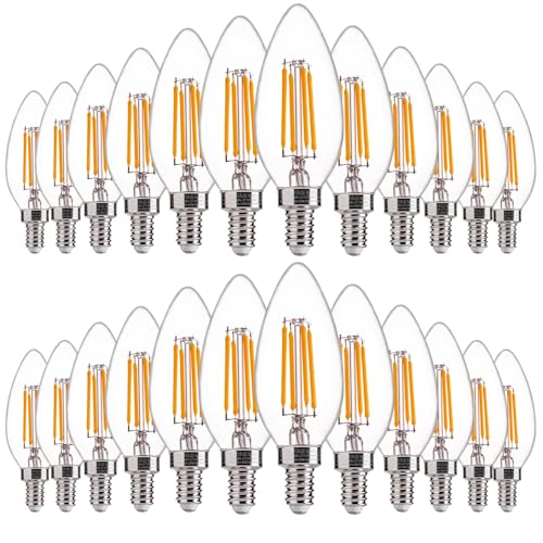 FLSNT 24 Pack LED Candelabra Bulbs 60W Equivalent, B11 Dimmable LED Chandelier Light Bulbs, E12 Base, 2700K Soft White - color: 2700k Soft White, size: 24 Count (Pack of 1)