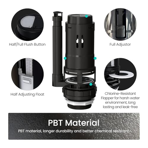 R&T Universal Dual Flush Valve for 2-piece Toilet with Top Push Button Toilet Repair Kit Inside Tank Compatible with 3-Inch and 2-Inch Toilet Drain Outlet A2422U - color: 3-lnch Drain Outlet(Add 2" Converter）