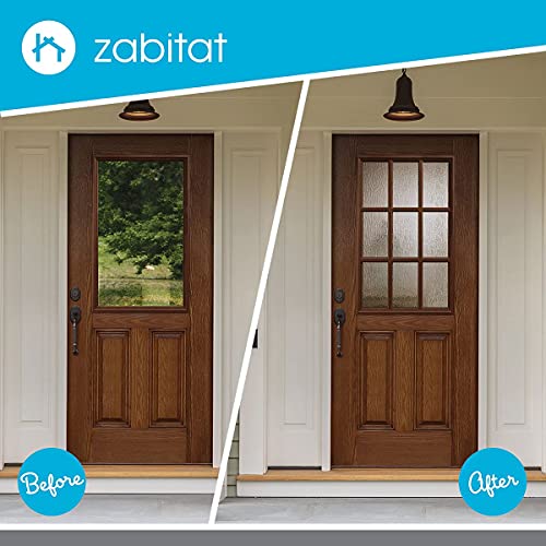 ODL Entry Door Glass Replacement for Home Improvement - 24" x 38" Exterior or Front Door Inserts Glass Kit with Energy Efficient Low-E Double Pane Tempered Clear Glass - Tan Frame in 9 Grid Pattern