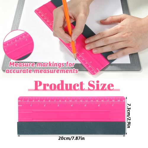 Wallpaper Smoothing Tool, Professional Vinyl Squeegee with Ruler | Felt Squeegee for Vinyl Decals Sticker Paper Wallpaper Window Film Tools (Pink, 8inch) - size: 8inch