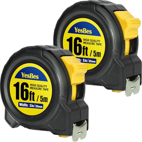 Tape Measure 16 ft, 2 Pack Easy Read Measurement Tape, Self-Locking Measuring Tape Retractable 1-Inch Wide x 16 ft - color: 2 Pack