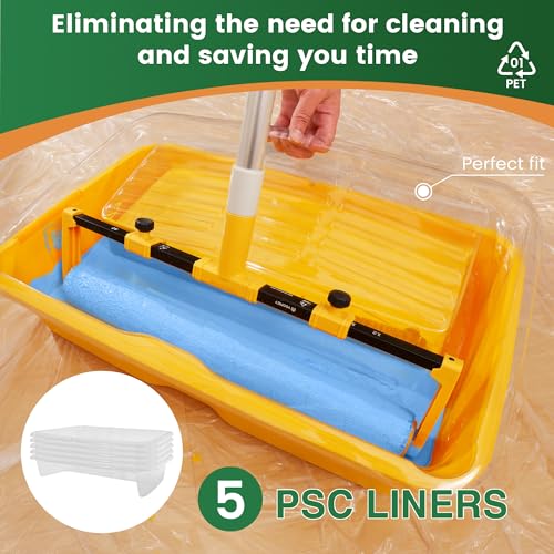VOOMEY 18 Inch Paint Roller Replacement Kit, Polyester Covers & Liners - size: 5 Pcs 18" Tray Liners & 4Pcs 18" Paint Roller