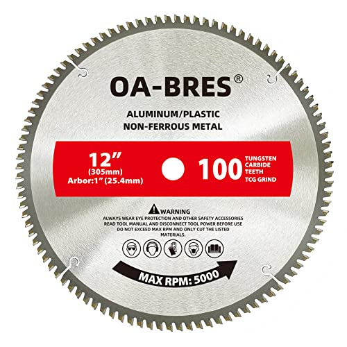 12 Inch 100T Upgrade TCG Grind Aluminum Non-Ferrous Metal Saw Blade with 1-Inch Arbor - size: 12 Inch 100T