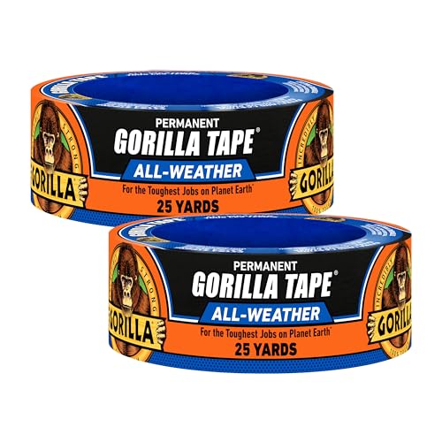 GORILLA All Weather Duct Tape, Black, 1.88 in x 25 yd, 2-Pack - size: 2 Pack