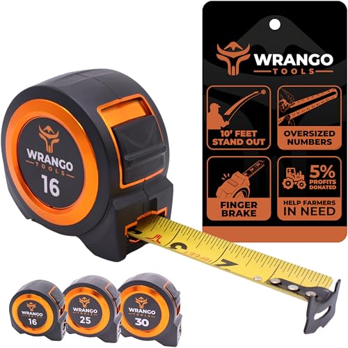 Tape Measure 16 FT - Measuring Tape Retractable - Oversized & Double-Sided Print - Blade Lock, Finger Brake - High Performance Nylon Coating, 10' Stand-Out - 13' Reach / 1-1/16" Blade - size: 16 FT, style: Single