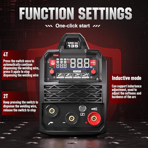 ANDELI 110V/220V MIG Welder 135A ，PULSE Flux Core/Lift TIG/Stick 4-in-1 - color: Red1