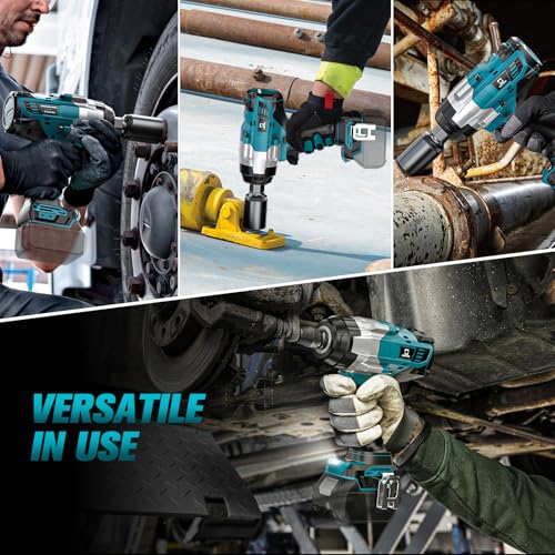 Cordless Impact Wrench 1/2 inch Compatible with Makita Battery: 1700FT-LBS High Torque Impact Wrench Heavy Duty Tool - Brushless Electric Impact Gun Includes LED Work Light - Bare Tool Only - size: 1/2inch, style: Compatible with Makita
