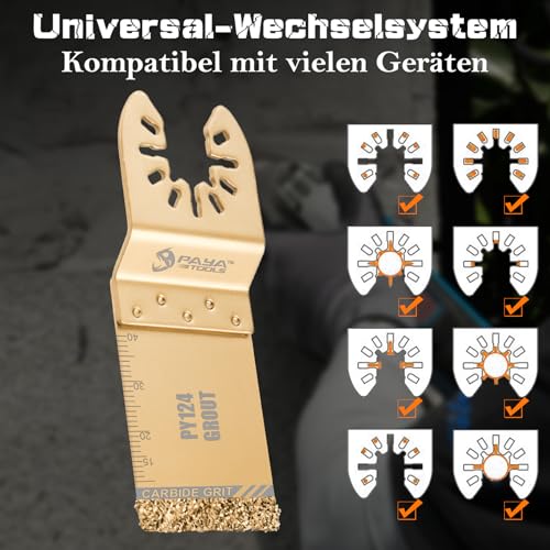 5PCS Carbide Grout Removal Blades,Flush Cutting Oscillating Saw - color: Carbide-Grit Edge