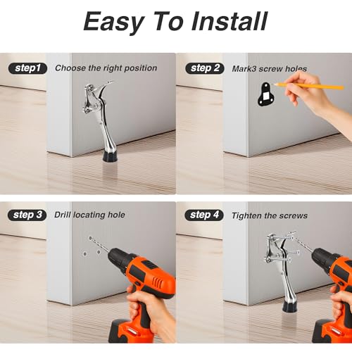 12 Pcs Kickdown Door Stoppers, Door Kick Stand, 5.35 in Rubber Doorstop
