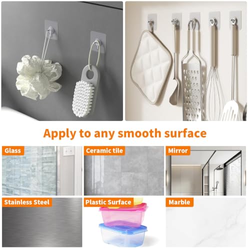 24 PCS Picture Hangers Without Nails, Wall Hangers Without Nails, Adhesive Wall Hooks, to use Inside Kitchen, Bathroom, Home and Office - size: 24PCS（8mm）