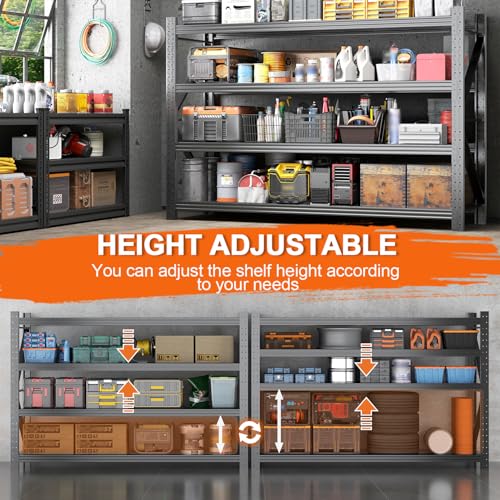 48''W Heavy Duty Storage Shelves, 3600LBS Metal Garage Shelving Units, 4 Tier Adjustable Large Industrial Shelves for Warehouse Workshop Basement (48''W x 22.4''D x 73.2''H) - size: 73.2"H x 48"W x 22.4"D