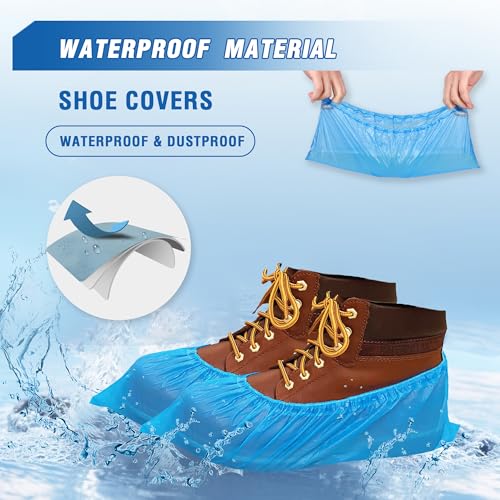 ProtectX Disposable Shoe & Boot Covers, XL Extra Large, 500-pack (250 pairs), Waterproof, Slip Resistant, Durable CPE plastic, Fits up to Men’s 14 US Size and All Women’s US Size Shoes - size: CPE X-Large 500PK