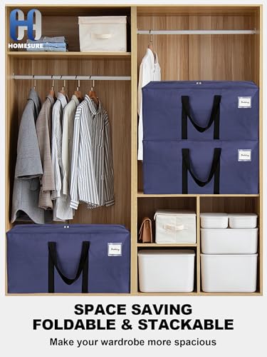 HOMESURE Supports 200lbs Heavy Duty Moving Bags - Strong Zipper & Wrap-Around Handles - Water-Resistant Storage Totes, Durable Alternative to Moving Boxes - 8 Pack - Blue - color: Blue