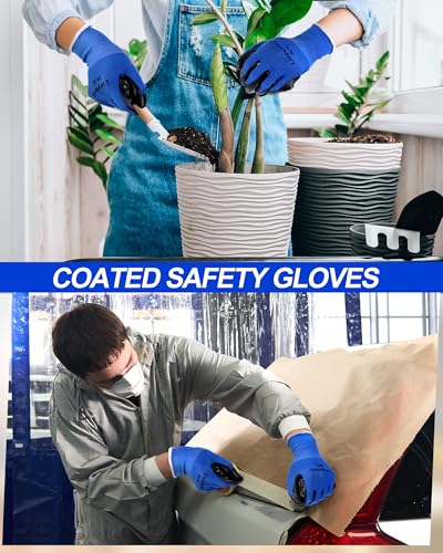 Maxcheck PU Coated Work Gloves Bulk Pack - color: Blue, size: Large