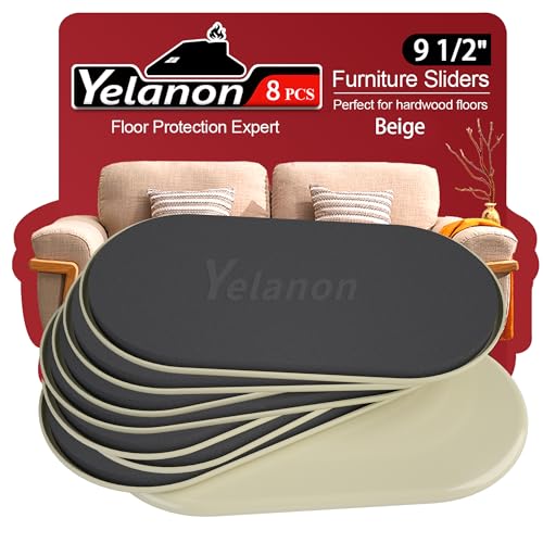 Yelanon Furniture Sliders 8 Pcs 9.5" Oval Beige for Carpet - size: 8Pcs 9.5"Beige