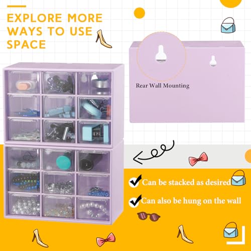 Wenqik 2 Pcs Mini Storage Drawers, Purple - color: Purple