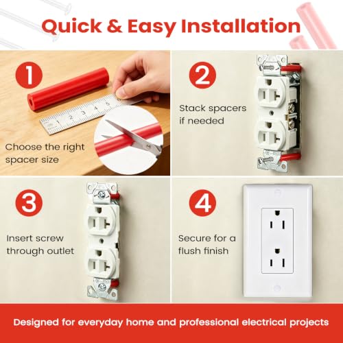 193PCS Outlet Spacers Kit for Electrical Box, 104 Outlet Screw Spacers with 89PCS 6-32 Flat Head Mounting Screws, Electrical Outlet Extender Kit for Switches, Receptacles and Wall Plates