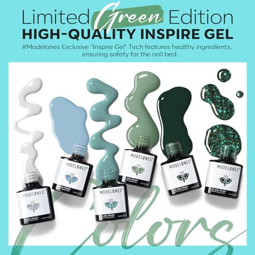 modelones Green Blue Grey Gel Nail Polish Set 6 Colors - color: A Green Blue Grey