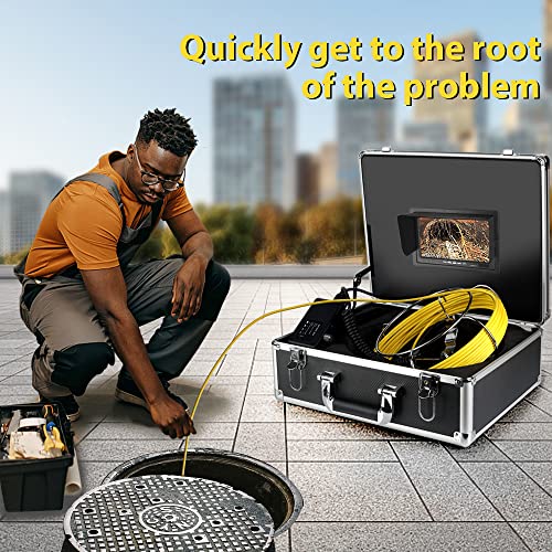 Generic 7 Inches Monitor 100ft/30m with Distance Mark Plumbing Snake Pipe Inspection Video Camera,DVR Recorder Waterproof IP68 Drain Sewer Pipeline Industrial Endoscope System…