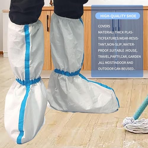 5 Pairs Disposable Hazmat Shoe Covers, 18.5" Tall, Waterproof