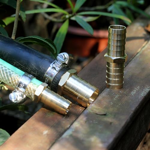 Solid Brass Garden Hose Repair Connector with Clamps Hose Repair Kit, 3/4"Barb Garden Hose Fittings (3/4"Barb-3 Set) - color: 3/4"Barb-3 Set