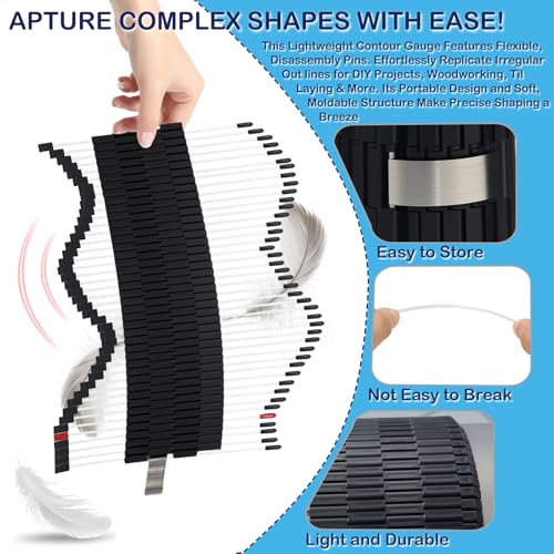 Multi Surface Pipe Profiling Tool, Pipe Cutting Template Multi Functional Shape Duplicator, Lightweight and Wear-Resistant Fiberglass Material for Tiles Floors DIY Pro Plumbing - size: 0-3" Pipes